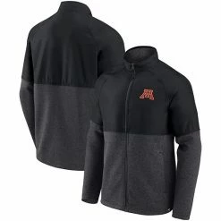 Men's Fanatics Branded Black/Heathered Charcoal Minnesota Golden Gophers Durable Raglan Full-Zip Jacket