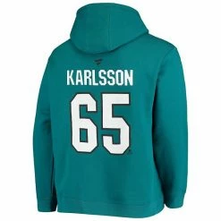 Men's Fanatics Branded Erik Karlsson Teal San Jose Sharks Primary Logo Name & Number Hoodie -Metaverse shop unnamed file 10026