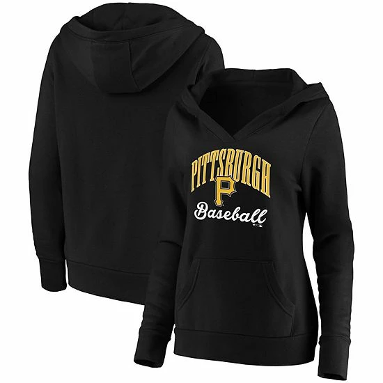 Women's Fanatics Branded Black Pittsburgh Pirates Victory Script Crossover Neck Pullover Hoodie 3 Women's Fanatics Branded Black Pittsburgh Pirates Victory Script Crossover Neck Pullover Hoodie
