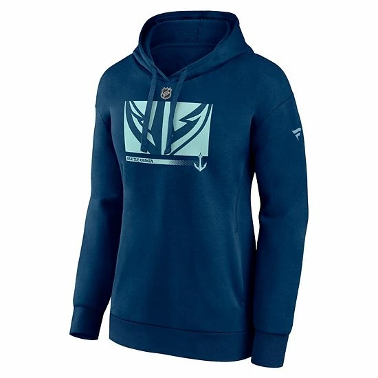 Women's Fanatics Branded Deep Sea Blue Seattle Kraken Authentic Pro Core Collection Secondary Logo V-Neck Pullover Hoodie 5 Women's Fanatics Branded Deep Sea Blue Seattle Kraken Authentic Pro Core Collection Secondary Logo V-Neck Pullover Hoodie - Image 3