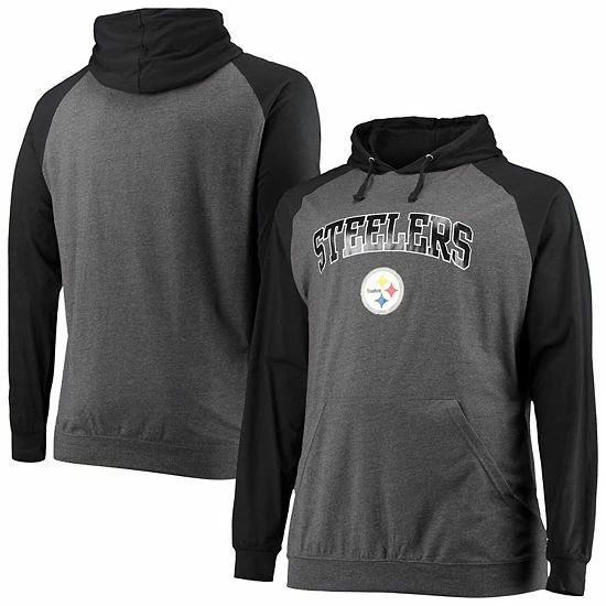 Men's Fanatics Branded Black/Heathered Charcoal Pittsburgh Steelers Big & Tall Lightweight Raglan Pullover Hoodie Men's Fanatics Branded Black/Heathered Charcoal Pittsburgh Steelers Big & Tall Lightweight Raglan Pullover Hoodie -Metaverse shop unnamed file 1022