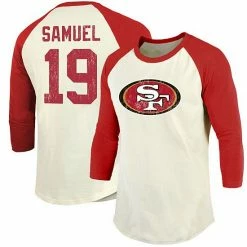 Men's Fanatics Branded Deebo Samuel Cream/Scarlet San Francisco 49ers Vintage Player Name & Number Raglan 3/4-Sleeve T-Shirt 3 Men's Fanatics Branded Deebo Samuel Cream/Scarlet San Francisco 49ers Vintage Player Name & Number Raglan 3/4-Sleeve T-Shirt -Metaverse shop unnamed file 1026