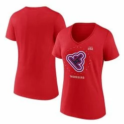 Women's Fanatics Branded Red Team USA Snowboard V-Neck T-Shirt -Metaverse shop unnamed file 10263