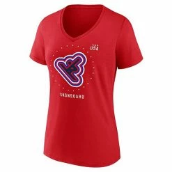 Women's Fanatics Branded Red Team USA Snowboard V-Neck T-Shirt -Metaverse shop unnamed file 10264
