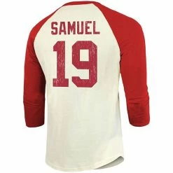 Men's Fanatics Branded Deebo Samuel Cream/Scarlet San Francisco 49ers Vintage Player Name & Number Raglan 3/4-Sleeve T-Shirt 5 Men's Fanatics Branded Deebo Samuel Cream/Scarlet San Francisco 49ers Vintage Player Name & Number Raglan 3/4-Sleeve T-Shirt -Metaverse shop unnamed file 1028