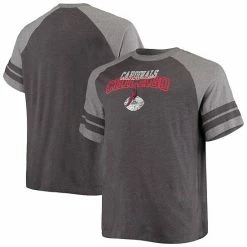 Men's Fanatics Branded Black/Heathered Gray Arizona Cardinals Big & Tall Throwback 2-Stripe Raglan T-Shirt -Metaverse shop unnamed file 10298