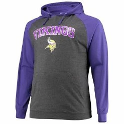 Men's Fanatics Branded Purple/Heathered Charcoal Minnesota Vikings Big & Tall Lightweight Raglan Pullover Hoodie -Metaverse shop unnamed file 1031