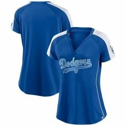 Women's Fanatics Branded Royal/White Los Angeles Dodgers True Classic League Diva Pinstripe Raglan V-Neck T-Shirt