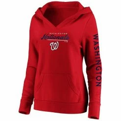 Women's Fanatics Branded Red Washington Nationals Core High Class Crossover Pullover Hoodie -Metaverse shop unnamed file 10342