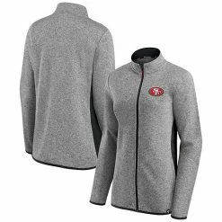 Women's Fanatics Branded Heathered Gray/Black San Francisco 49ers Block Party Primary Logo Full-Zip Jacket