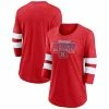 Women's Fanatics Branded Heathered Red/White Montreal Canadiens Full Shield 3/4-Sleeve Tri-Blend Raglan Scoop Neck T-Shirt -Metaverse shop unnamed file 10404