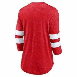 Women's Fanatics Branded Heathered Red/White Montreal Canadiens Full Shield 3/4-Sleeve Tri-Blend Raglan Scoop Neck T-Shirt -Metaverse shop unnamed file 10407