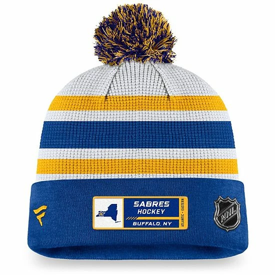 Men's Fanatics Branded White/Royal Buffalo Sabres Authentic Pro Draft Cuffed Knit Hat With Pom 5 Men's Fanatics Branded White/Royal Buffalo Sabres Authentic Pro Draft Cuffed Knit Hat With Pom - Image 3