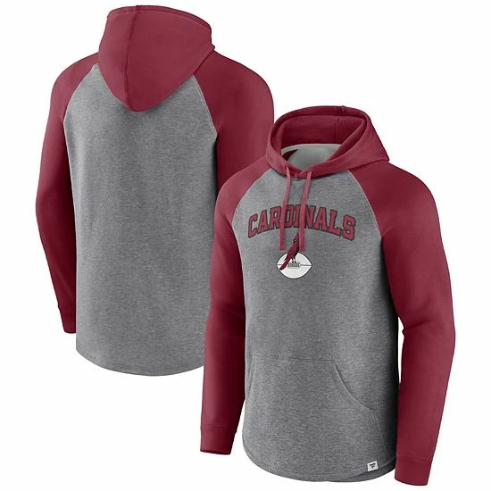 Men's Fanatics Branded Heathered Gray/Cardinal Arizona Cardinals By Design Raglan Pullover Hoodie 3 Men's Fanatics Branded Heathered Gray/Cardinal Arizona Cardinals By Design Raglan Pullover Hoodie