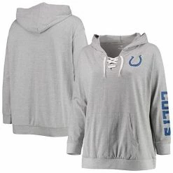 Women's Fanatics Branded Heathered Gray Indianapolis Colts Plus Size Lace-Up Pullover Hoodie -Metaverse shop unnamed file 10454