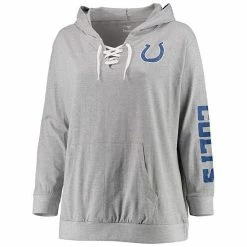 Women's Fanatics Branded Heathered Gray Indianapolis Colts Plus Size Lace-Up Pullover Hoodie -Metaverse shop unnamed file 10455