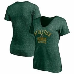 Women's Fanatics Branded Heathered Green Oakland Athletics Old Time Favorite V-Neck T-Shirt -Metaverse shop unnamed file 10470