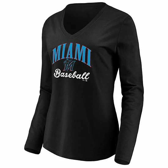 Women's Fanatics Branded Black Miami Marlins Victory Script V-Neck Long Sleeve T-Shirt 4 Women's Fanatics Branded Black Miami Marlins Victory Script V-Neck Long Sleeve T-Shirt - Image 2