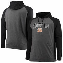 Men's Fanatics Branded Black/Heathered Charcoal Cincinnati Bengals Big & Tall Lightweight Raglan Pullover Hoodie -Metaverse shop unnamed file 1050