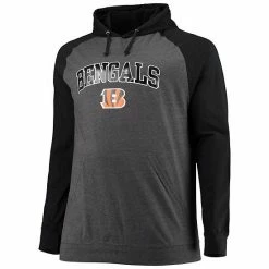 Men's Fanatics Branded Black/Heathered Charcoal Cincinnati Bengals Big & Tall Lightweight Raglan Pullover Hoodie -Metaverse shop unnamed file 1051