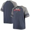 Men's Fanatics Branded Navy/Heathered Gray Houston Texans Big & Tall Two-Stripe Tri-Blend Raglan T-Shirt
