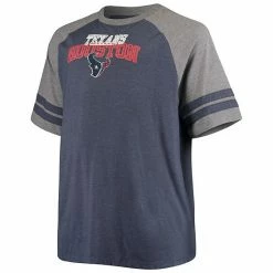 Men's Fanatics Branded Navy/Heathered Gray Houston Texans Big & Tall Two-Stripe Tri-Blend Raglan T-Shirt -Metaverse shop unnamed file 10549
