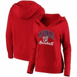 Women's Fanatics Branded Red Washington Nationals Victory Script Crossover Neck Pullover Hoodie -Metaverse shop unnamed file 10585