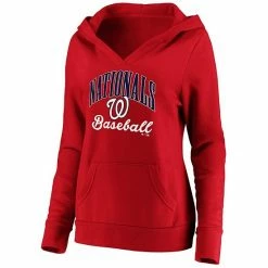Women's Fanatics Branded Red Washington Nationals Victory Script Crossover Neck Pullover Hoodie -Metaverse shop unnamed file 10586