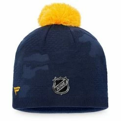 Women's Fanatics Branded Navy/Gold St. Louis Blues Authentic Pro Team Locker Room Beanie With Pom -Metaverse shop unnamed file 10689