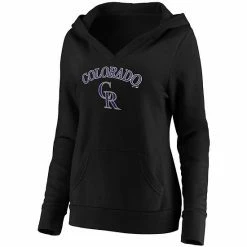 Women's Fanatics Branded Black Colorado Rockies Core Team Lockup V-Neck Pullover Hoodie -Metaverse shop unnamed file 10703