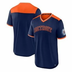 Men's Fanatics Branded Navy/Orange Detroit Tigers True Classics Walk-Off V-Neck T-Shirt -Metaverse shop unnamed file 10749