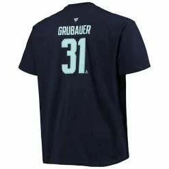 Men's Fanatics Branded Philipp Grubauer Deep Sea Blue Seattle Kraken Big & Tall Name & Number T-Shirt -Metaverse shop unnamed file 10756