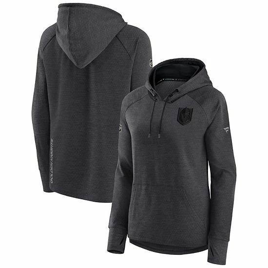 Women's Fanatics Branded Heather Charcoal Vegas Golden Knights Authentic Pro Road Performance Raglan Pullover Hoodie 3 Women's Fanatics Branded Heather Charcoal Vegas Golden Knights Authentic Pro Road Performance Raglan Pullover Hoodie
