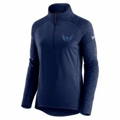 Women's Fanatics Branded Navy/Heathered Navy Washington Capitals Authentic Pro Travel & Training Raglan Quarter-Zip Jacket -Metaverse shop unnamed file 10830