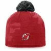 Women's Fanatics Branded Red/Black New Jersey Devils Authentic Pro Team Locker Room Beanie With Pom