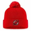 Men's Fanatics Branded Red New Jersey Devils Core Primary Logo Cuffed Knit Hat With Pom -Metaverse shop unnamed file 10914