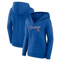 Women's Fanatics Branded Royal Atlanta Braves Wahconah Crossover V-Neck Pullover Hoodie -Metaverse shop unnamed file 10994