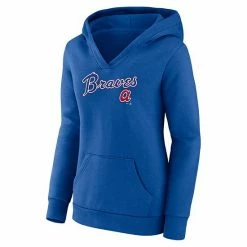 Women's Fanatics Branded Royal Atlanta Braves Wahconah Crossover V-Neck Pullover Hoodie -Metaverse shop unnamed file 10995