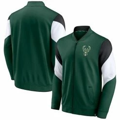 Men's Fanatics Branded Hunter Green Milwaukee Bucks League Best Performance Full-Zip Jacket