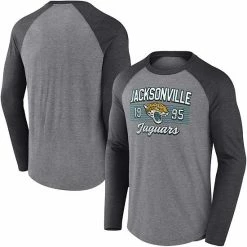 Men's Fanatics Branded Heathered Gray/Heathered Charcoal Jacksonville Jaguars Weekend Casual Raglan Long Sleeve T-Shirt -Metaverse shop unnamed file 11001