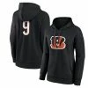 Women's Fanatics Branded Joe Burrow Black Cincinnati Bengals Player Icon Name & Number V-Neck Pullover Hoodie -Metaverse shop unnamed file 11008