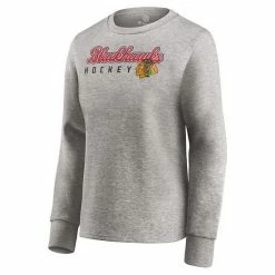 Women's Fanatics Branded Heathered Gray Chicago Blackhawks Fan Favorite Script Pullover Sweatshirt -Metaverse shop unnamed file 11118