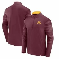 Men's Fanatics Branded Maroon Minnesota Golden Gophers Ringer Quarter-Zip Top