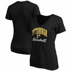 Women's Fanatics Branded Black Pittsburgh Pirates Victory Script V-Neck T-Shirt -Metaverse shop unnamed file 11204
