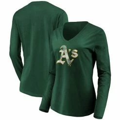 Women's Fanatics Branded Green Oakland Athletics Core Team Long Sleeve V-Neck T-Shirt 3 Women's Fanatics Branded Green Oakland Athletics Core Team Long Sleeve V-Neck T-Shirt -Metaverse shop unnamed file 11227