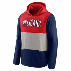 Men's Fanatics Branded Red/Navy New Orleans Pelicans Linear Logo Comfy Colorblock Tri-Blend Pullover Hoodie -Metaverse shop unnamed file 11270