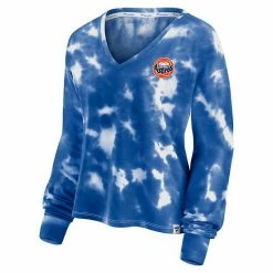 Women's Fanatics Branded White/Royal Houston Astros Tie-Dye V-Neck Pullover Cropped Tee -Metaverse shop unnamed file 1141