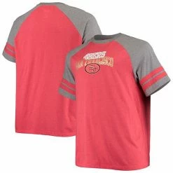 Men's Fanatics Branded Scarlet/Heathered Gray San Francisco 49ers Big & Tall Two-Stripe Tri-Blend Raglan T-Shirt -Metaverse shop unnamed file 11436