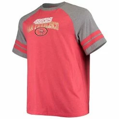 Men's Fanatics Branded Scarlet/Heathered Gray San Francisco 49ers Big & Tall Two-Stripe Tri-Blend Raglan T-Shirt -Metaverse shop unnamed file 11437