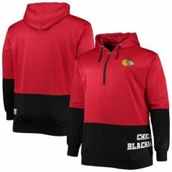 Fanatics Men's Profile Red/Black Chicago Blackhawks Big & Tall Team Quarter-Zip Hoodie